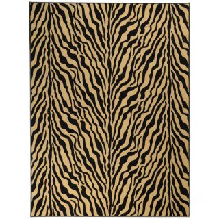 Printed Ottohome Zebra Black and Tan Runner Rug (33 x 46) Today $23