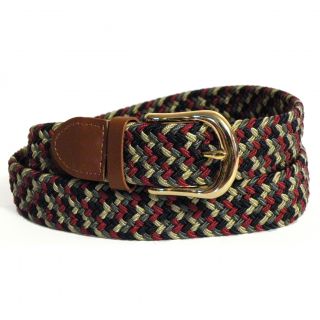 Mens Red/ Multi color Stretch Nylon and Leather Belt Today $12.99