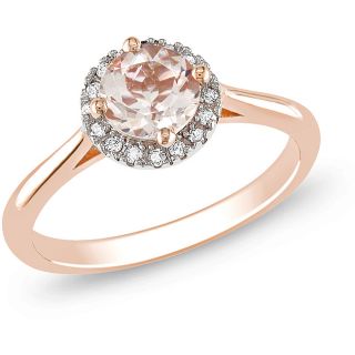 Miadora 10k Pink Gold 4/5ct TGW Morganite and 1/10ct TDW Diamond Ring