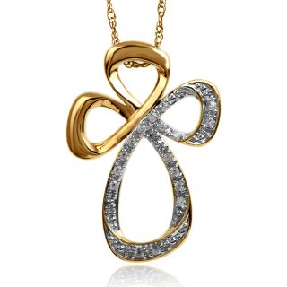Jessica Simpson 10k Gold 1/10ct TDW Diamond Cross Pendant (I2 I3, IJ