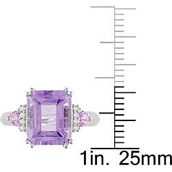 Miadora 10k Gold Amethyst, Pink Sapphire and Diamond Ring