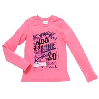 DIESEL T shirt Enfant Fille Rose fluo.   Achat / Vente T SHIRT DIESEL