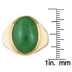 18k Yellow Gold Green Jade Estate Ring (Size 9)