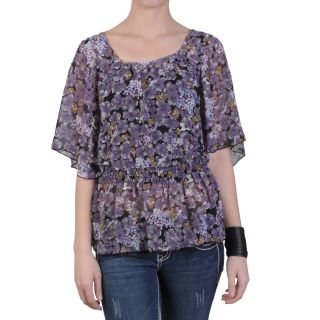Journee Collection Womens Sheer Smocked Butterfly Sleeve Blouse