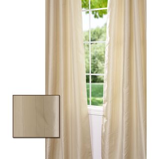 Striped Bone Faux Silk Jacquard 118 inch Curtain Panel
