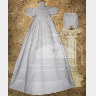 Baby Girl White Bonnet Pintuck Lattice Christening Dress