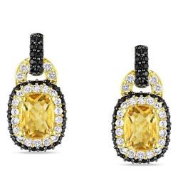 Yellow Silver Citrine, Spinel and Created Sapphire Earrings