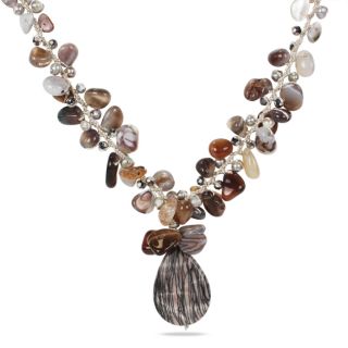 Miadora Pearl, Agate and Glass Fashion Necklace (18 in) MSRP $89.91