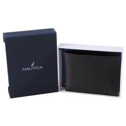 Nautica Mens Anchor Embossed Bi Fold Genuine Leather Passcase Wallet