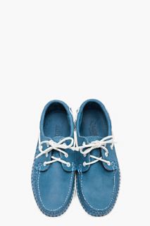 Quoddy Blue Hand stitched Boat Moccasins for men