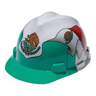 MSA 10052600 Hard Hat, Slotted, Rtcht, Mexican Flag