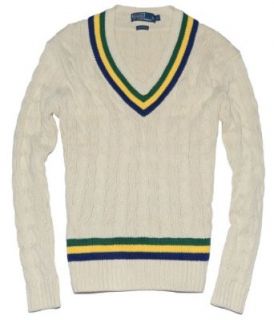 Polo Ralph Lauren Mens Cream Cricket Pull Over Knit V