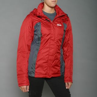First Down Womens Red Two tone Hooded Tech Jacket