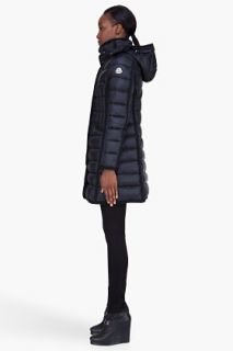 Moncler Black Padded Hooded Hermine Coat for women