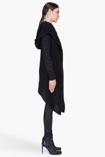 Helmut Lang Long Charcoal Hooded Wool Alpaca Cardigan for women
