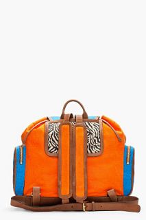Pierre Hardy Orange Colorblock & Zebra Printed Backpack for men