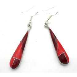 Teardrop Red Jasper and Alpaca Silver Earrings (Mexico)