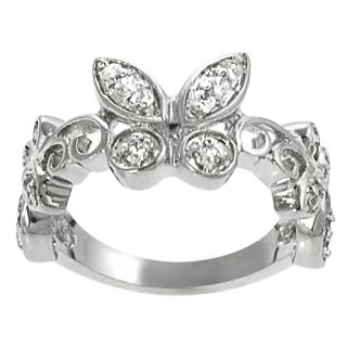 Journee Collection Silvertone Cubic Zirconia Butterfly Ring