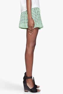 Thakoon Green And Navy Checked Full Shorts for women