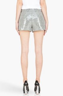 Diane Von Furstenberg Grey Naples Short Crystal Tweed Shorts for women