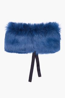 Opening Ceremony Blue Rabbit Fur Bow Collar for women