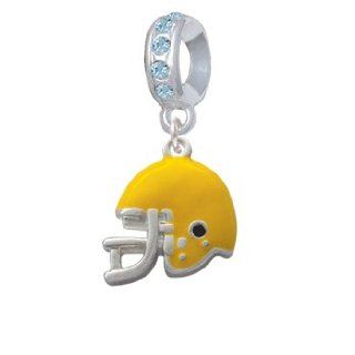 Small Yellow Football Helmet Light Sapphire Crystal