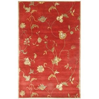 Hand tufted Diana Red Floral Wool Rug (8 x 11)