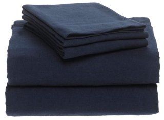 Pike Street Solid Flannel Twin Sheet Set, Navy Blue Home