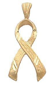 14K Yellow Gold Awareness Ribbon Pendant Jewelry