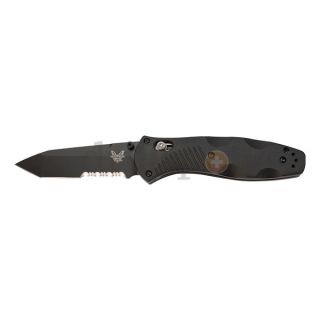Benchmade 583SBK Folding Knife, Serrated, Tanto, Blk, 3 5/8