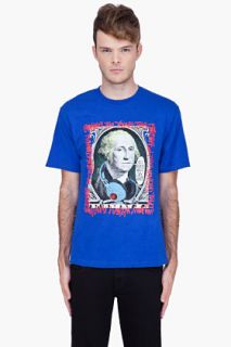 Stussy Blue George Washington Print T shirt for men