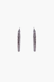 Marc By Marc Jacobs Gunmetal Textured Reptile Hoop Earrings for women