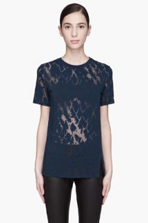 Matthew Williamson Blue Mottled Split seam T shirt for women