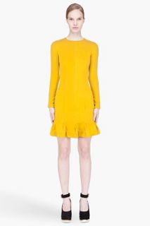 CARVEN Mustard Yellow Mannel Peplum Dress for women