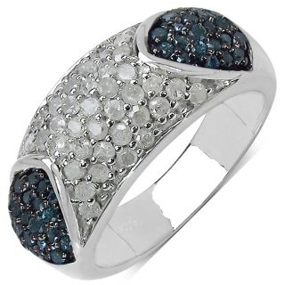 Malaika Sterling Silver 1ct TDW White and Blue Diamond Ring MSRP $429