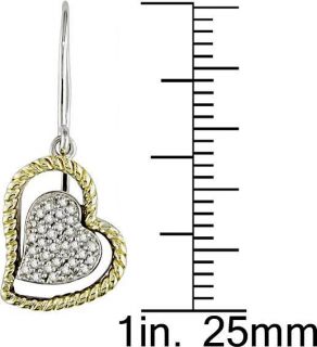 10k Gold and Silver 1/5ct TDW Diamond Heart Earrings (J K, I3)