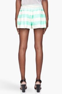 Thakoon Mint Green Jacquard Full Shorts for women