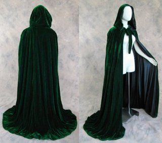 Lined Green Black Velvet Cloak   Medieval Renaissance St