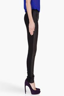 Preen Line Black Leather Diamond Trousers for women