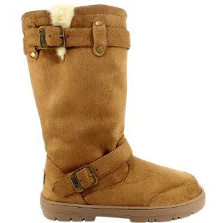 Womens Fur Lined Thick Sole Winter Snow Buckle Boots