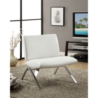 White Leather Look / Chrome Metal Modern Accent Chair