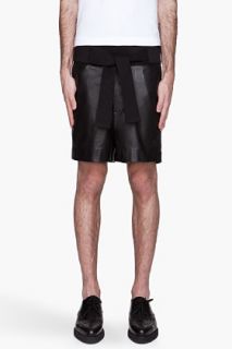 Denis Gagnon Black Leather Waist Tie Shorts for men