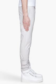 SLVR Light Grey Taped Ankle cinch Cavalry Pants for men