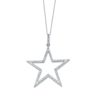 Isabella Platinum over Silver 1/10ct TDW Diamond Star Necklace MSRP $