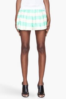 Thakoon Mint Green Jacquard Full Shorts for women