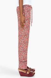 Marni Edition Red Printed Crepe Silk Trousers for women