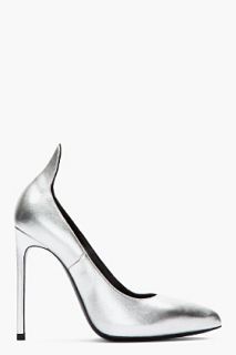Saint Laurent Silver Heel Tab Paris Pumps for women