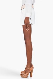 Chloe White Silk Blend Striped Shorts for women