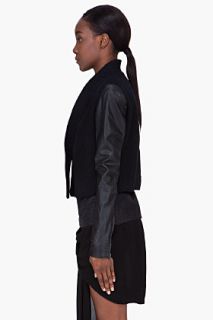 Damir Doma Black Alpaca Leather Sleeve Jacket for women