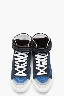 Pierre Hardy Blue Suede Banded High top Sneakers for men